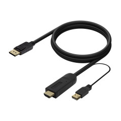 AISENS CABLE CONVERSOR A122-0641 DISPLAYPORT MACHO HDMI MACHO USB MACHO 10 cm + 1,8 m NEGRO