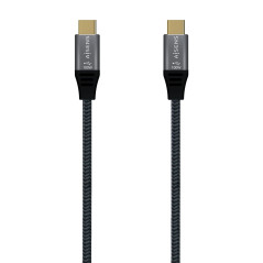 AISENS Câble USB 3.2 Gen2X2 aluminium 20 Gbps 5 A 100 W E-Mark, type USB-C/M-USB-C/M, gris, 2 m