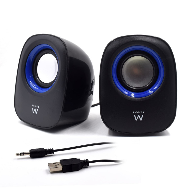 Ewent EW3501 - Haut-parleurs stéréo 2.0 pour système Audio, Alimentation USB, Noir/Bleu Ewent EW3501 - Haut-parleurs stéréo 2.0 pour système Audio, Alimentation USB, Noir/Bleu