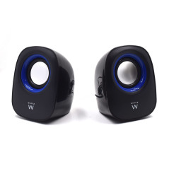 Ewent EW3501 - Haut-parleurs stéréo 2.0 pour système Audio, Alimentation USB, Noir/Bleu
