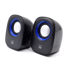 Ewent EW3501 - Haut-parleurs stéréo 2.0 pour système Audio, Alimentation USB, Noir/Bleu