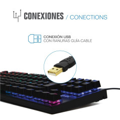 iggual - Clavier TKL Mécanique avec Câble USB | Clavier avec Illumination - Installation Facile - Couleur Noir - Dimensions 35,6