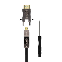 AISENS - A153-0647 - Câble HDMI V2.1 AOC amovible ultra haute vitesse 8K@60Hz 4K@120Hz 4:4:4 48Gbps, A/M-D/A/M, noir, 40m