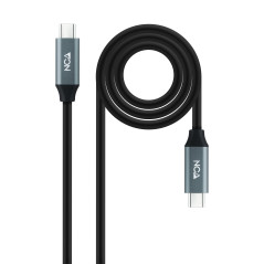 Nano Cable Câble USB 3.2 Gen2x2 20Gbps 5A/100W 4K/60Hz USB-C/M-USB-C/M, Gris/Noir, 1.5 m
