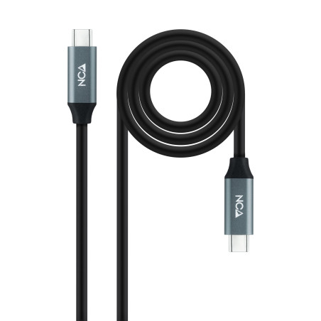 Nano Cable Câble USB 3.2 Gen2x2 20Gbps 5A/100W 4K/60Hz USB-C/M-USB-C/M, Gris/Noir, 1.5 m