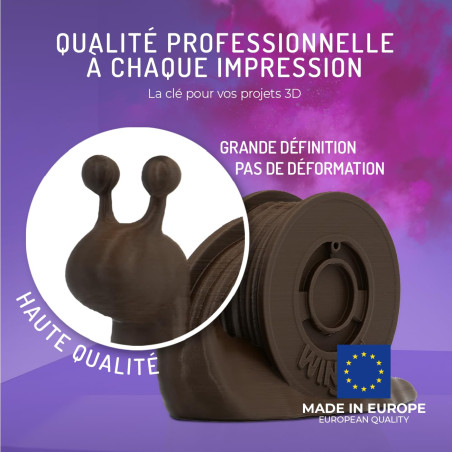 WINKLE Filament PLA HD 1.75mm Brun Ébène pour Impression 3D, Bobine PLA 1kg, Filament Imprimante 3D, Matériaux d'impression 3D, 