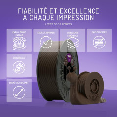 WINKLE Filament PLA HD 1.75mm Brun Ébène pour Impression 3D, Bobine PLA 1kg, Filament Imprimante 3D, Matériaux d'impression 3D, 