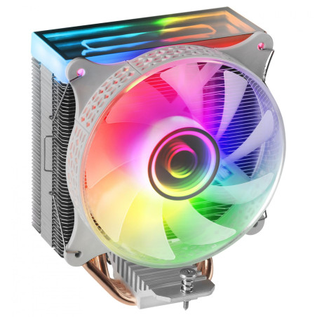 Mars Gaming MCPUVRW, Ventirad pour CPU, Double Miroir Infini ARGB, 4 Heatpipes HCT, TDP 180W, Ventilateur PWM Ultra-silencieux 1