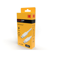KODAK Câble USB Blanc – USB-A vers Micro-USB – 1 m – Câble de Charge et Synchronisation – Compatible Appareils Photo KODAK, Smar