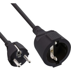 InLine 16402 Rallonge électrique avec Prise de Terre et Prise Noir 2 m