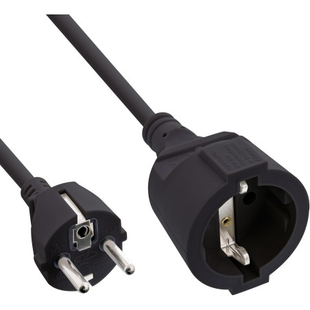 InLine 16402 Rallonge électrique avec Prise de Terre et Prise Noir 2 m