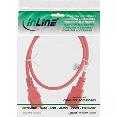 InLine® Rallonge pour appareils à Froid - C13 vers C14 - Rouge - 1 m