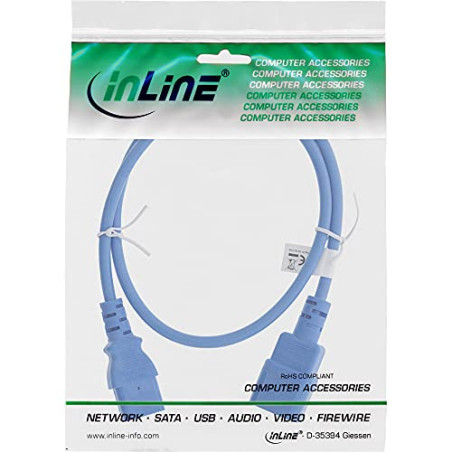 InLine® Rallonge électrique C13 vers C14 Bleu 0,75 m
