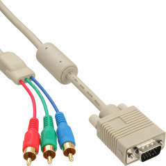 InLine 17202 Câble Moniteur 15pin HD mâle à 3x RCA mâle 2 m Rouge/Vert/Bleu