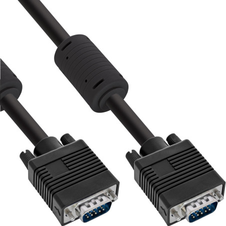 InLine 17805B câble VGA 0,5 m VGA (D-Sub) Noir - Câbles VGA (0,5 m, VGA (D-Sub), VGA (D-Sub), Noir, Male connector / Male connec