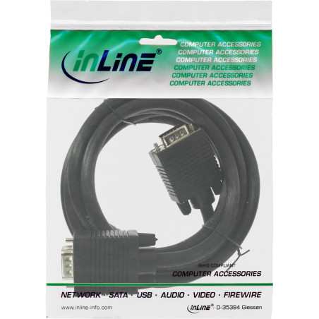 InLine 17805B câble VGA 0,5 m VGA (D-Sub) Noir - Câbles VGA (0,5 m, VGA (D-Sub), VGA (D-Sub), Noir, Male connector / Male connec