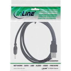 InLine® Câble adaptateur secteur USB CC - Fiche USB A vers fiche DC 3,5 x 1,35 mm - Noir - 2 m