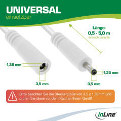 InLine - Câble d'extension CC universel pour bandes LED, caméras de surveillance, imprimantes, routeurs, commutateurs et bien pl