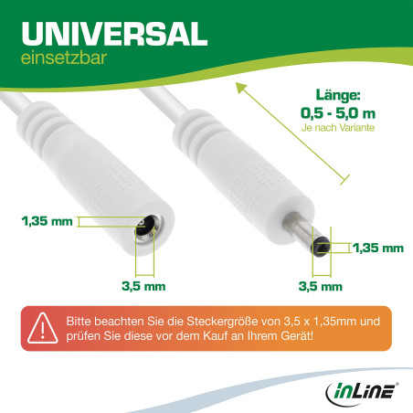InLine - Câble d'extension CC universel pour bandes LED, caméras de surveillance, imprimantes, routeurs, commutateurs et bien pl