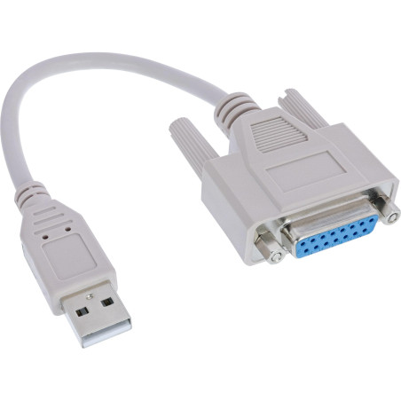 InLine 33101 Câble adaptateur USB, USB mâle A sur 15 broches femelle, Beige