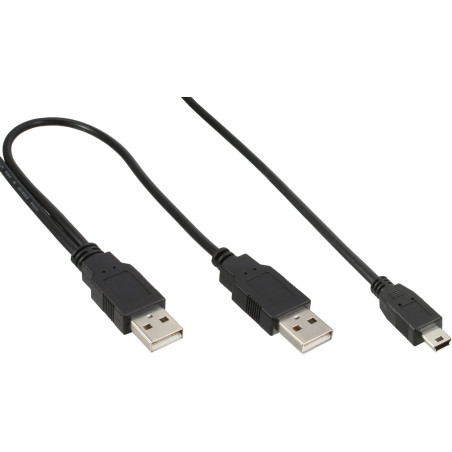 InLine 33107X câble USB 1 m Mini-USB B Noir - Câbles USB (1 m, Mini-USB B, 480 Mbit/s, Noir)