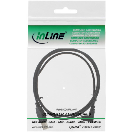 InLine 34210 câble USB 1 m USB A Mini-USB B Noir - Câbles USB (1 m, USB A, Mini-USB B, 2.0, Male connector / Male connector, Noi
