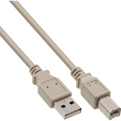InLine 34550H Câble USB 2.0 AM/BM Contacts dorés 10 m Beige