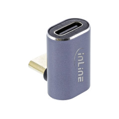 InLine® Adaptateur USB 4 USB Type-C mâle/Femelle coudé Haut/Bas en Aluminium, Gris
