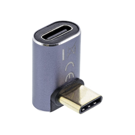 InLine® Adaptateur USB 4 USB Type-C mâle/Femelle coudé Haut/Bas en Aluminium, Gris