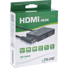 InLine® Répartiteur HDMI 2 Voies 4 K/60 Hz avec câble intégré 0,5 m