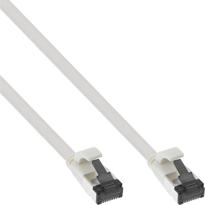 InLine® Câble patch plat U/FTP Cat. 8.1 - TPE sans halogène - Blanc - 7,5 m