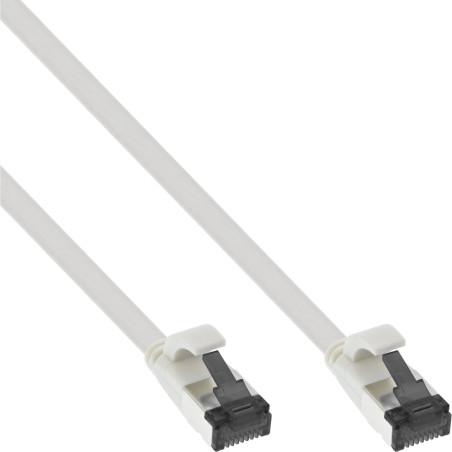 InLine® Câble patch plat U/FTP Cat. 8.1 - TPE sans halogène - Blanc - 7,5 m