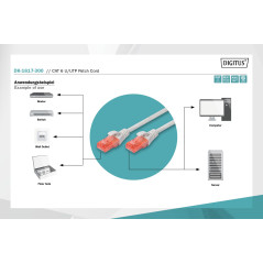 DIGITUS Câble LAN Cat 6 - 30m - RJ45 Câble réseau - UTP non blindé - Compatible Cat-6A & Cat-5e - Gris