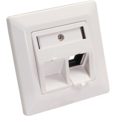 InLine 76201R Kit de cadre pour 2 prises RJ45 Bu/LSA Keystone Snap In Blanc RAL9010