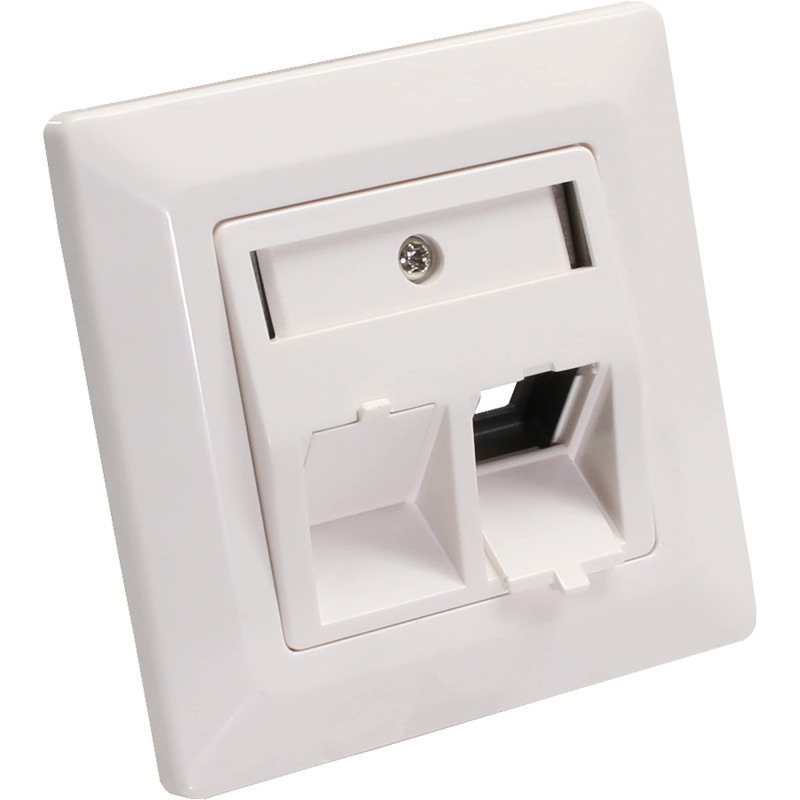 InLine 76201R Kit de cadre pour 2 prises RJ45 Bu/LSA Keystone Snap In Blanc RAL9010