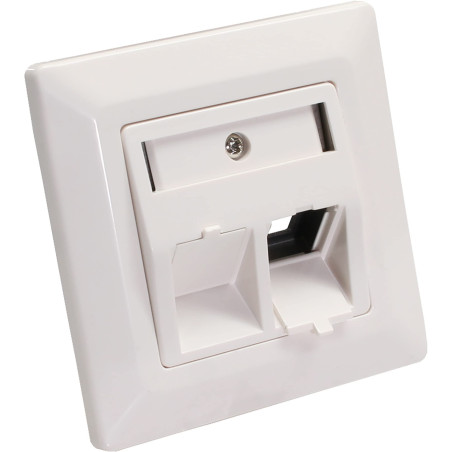 InLine 76201R Kit de cadre pour 2 prises RJ45 Bu/LSA Keystone Snap In Blanc RAL9010