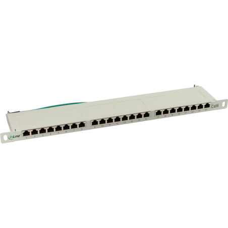 InLine 76224A Panneau de brassage Cat.6 24 voies 48,26 cm (19"), 0,5HE, gris clair, RAL7035
