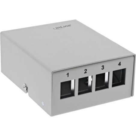 InLine® Plaque de Brassage encastrée pour 4 Prises Keystone RJ45 Métal Gris Clair RAL7035
