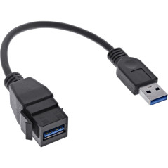 InLine® Câble Adaptateur USB 3.2 Gen1 mâle USB A/Prise Keystone 0,2 m