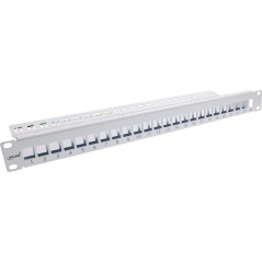 InLine® Panneau de Brassage Keystone à 24 Compartiments, Panneau de Brassage en tôle Vide, 48,26 cm (19"), 1U, Gris Clair RAL703