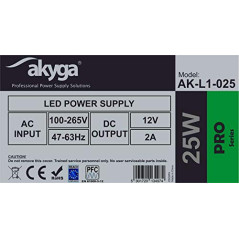 Akyga AK-L1-025 Bloc d'alimentation à LED pour Bandes LED 25 W