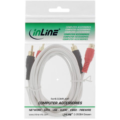 InLine Câble audio 2 m 2 x RCA M/M Noir, Rouge, Blanc - Compatible avec les appareils RCA