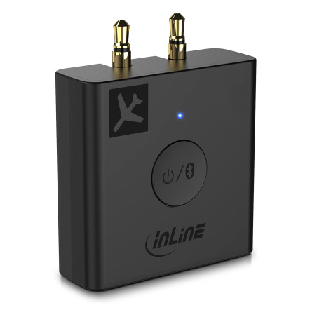 InLine - 99160I Adaptateur Avion Bluetooth 5.0 émetteur Audio pour TV, PC, HiFi, aptX, Adaptateur Universel pour systèmes AUX 1,
