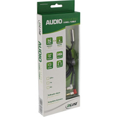 InLine 99251B Slim Audio Casque Audio Avion Câble Adaptateur 2 x Jack 3,5 mm Mâle vers Prise Jack 3,5 mm 3 Broches 2 m Noir