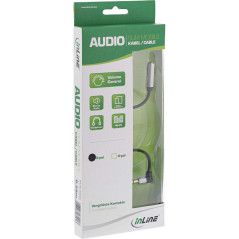 InLine 99253C Câble audio fin avec prise jack 3,5 mm mâle coudée/BU, avec contrôle du volume, 0,25 m