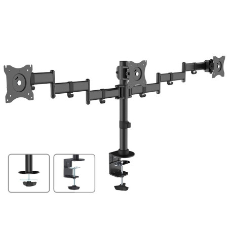 Maclean MC-691 Support de Bureau pour 3 écrans LCD 13"-27" 3x8kg VESA 75x75 100x100 (MC-691)