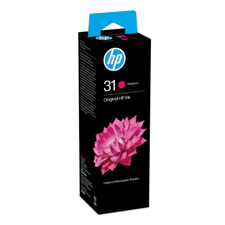 HP 31 Bouteille d'encre Magenta, Authentique 70 ml (1VU27AE), Compatible avec HP Smart Tank séries 300, 400, 500, 600, 5100, 600