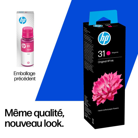 HP 31 Bouteille d'encre Magenta, Authentique 70 ml (1VU27AE), Compatible avec HP Smart Tank séries 300, 400, 500, 600, 5100, 600