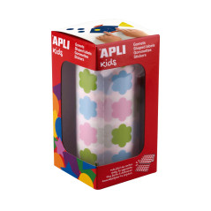 APLI Kids 19236 - Rouleau de gommettes "fleurs multicolores" dans les tons pastel - Adhésif permanent - Format idéal pour les at