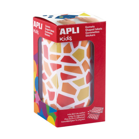 APLI Kids 19504 - Gommettes mosaïques en rouleau - Couleurs: rouge, orange, jaune - Adhésif repositionnable.